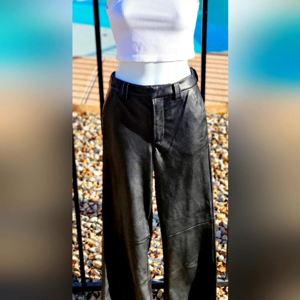 JOE'S Black Leather Faux Pants.